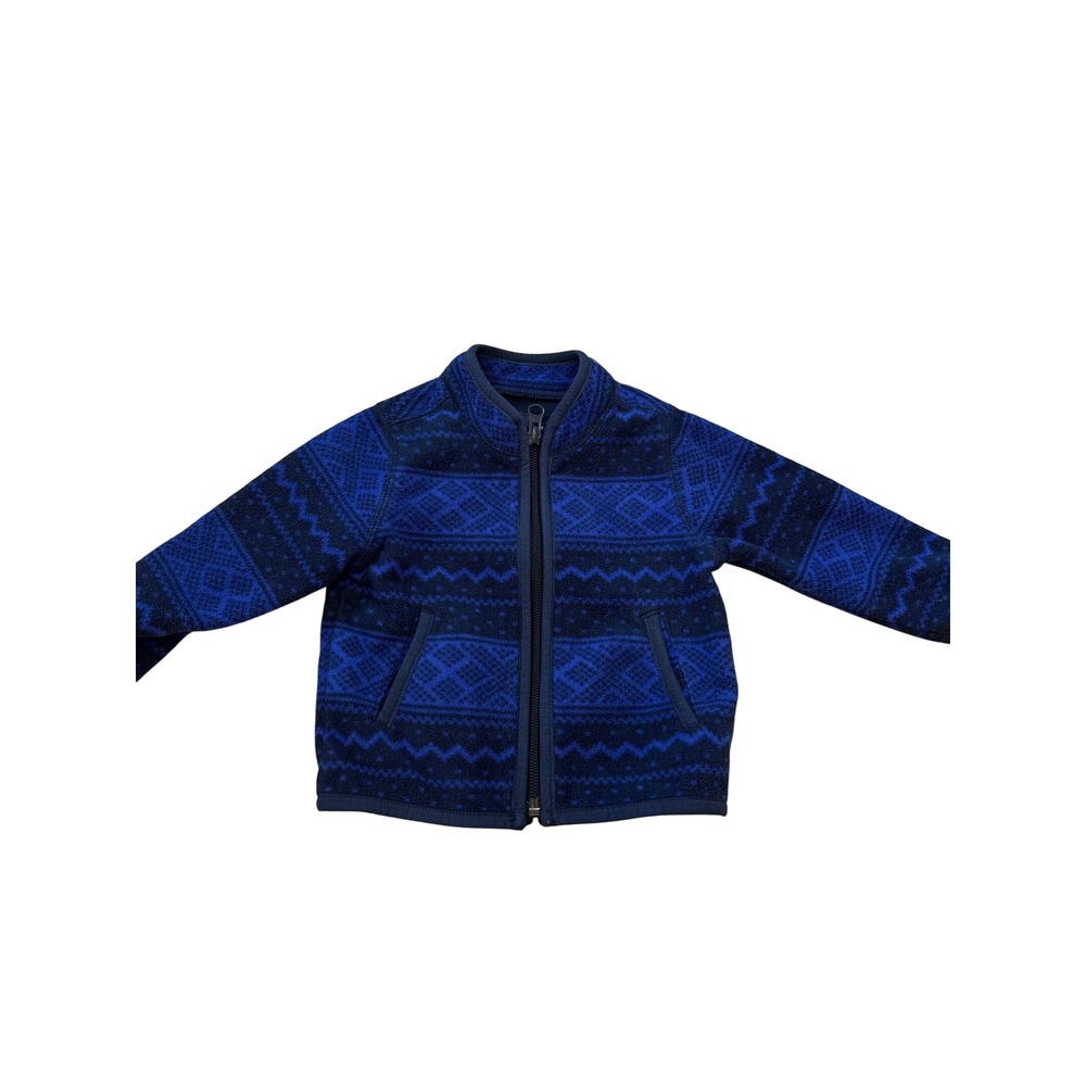 babyGap Kids Jacket 6-12 Months Blue Fair Isle Fleece Zip Up Sweater